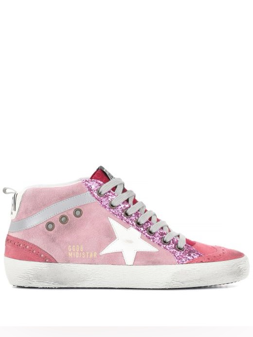 Golden Goose Mid Star Pink Suede/Glitter